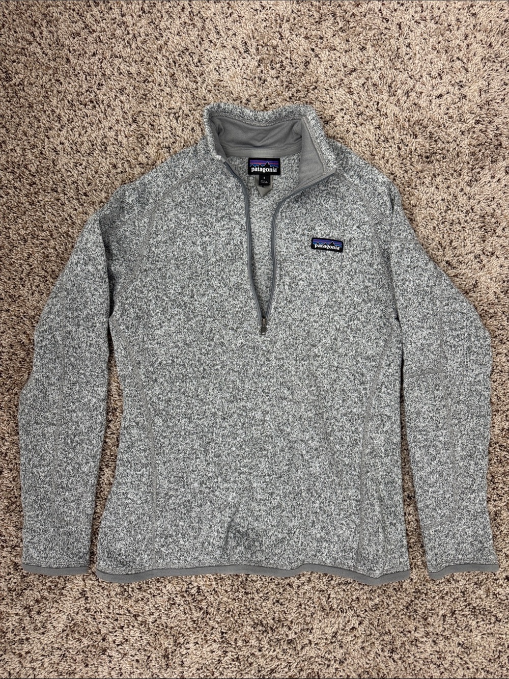 Patagonia Better Sweater Quarter-Zip Fleece Pullover Sweater in Birch White/Gray